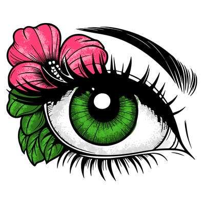 realistic eye with flower
