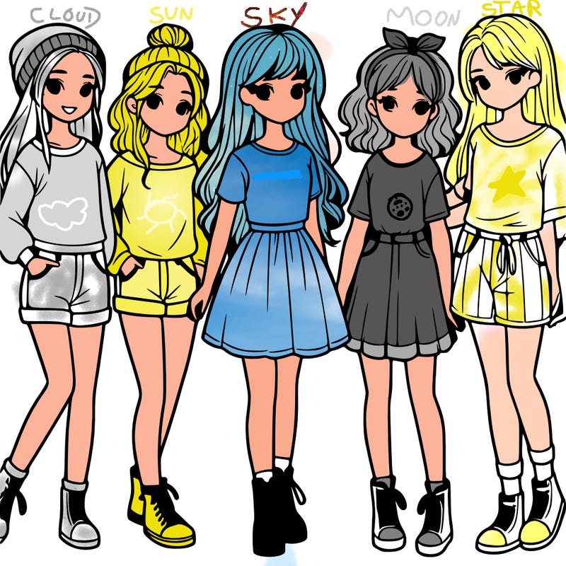 a group of five girls