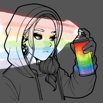 a realistic girl, spray painting