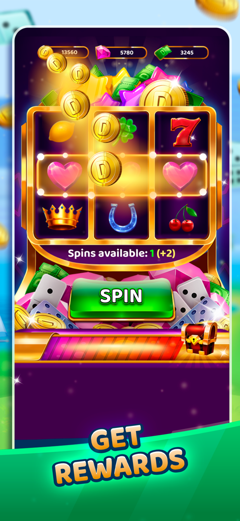 Dominoes Battle: The Best Game - In-game slot machine interface for earning rewards in Dominoes Battle