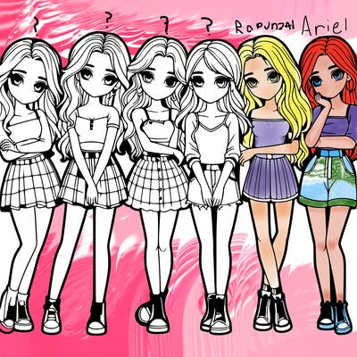 a group of girls realistic