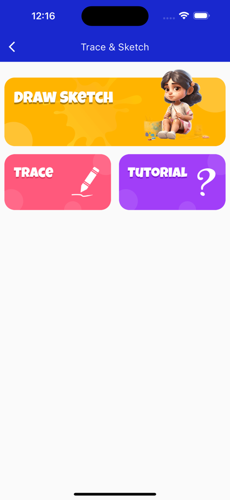 SketchifyTracer - User interface of SketchifyTracer showing Draw Sketch Trace and Tutorial menu buttons