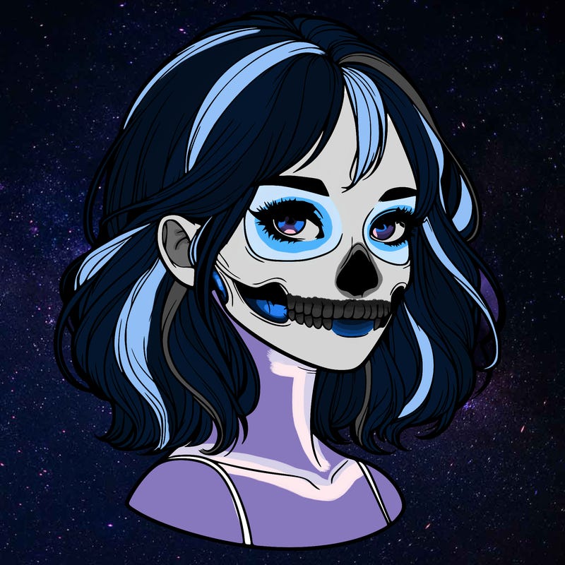 realistic girl with skull