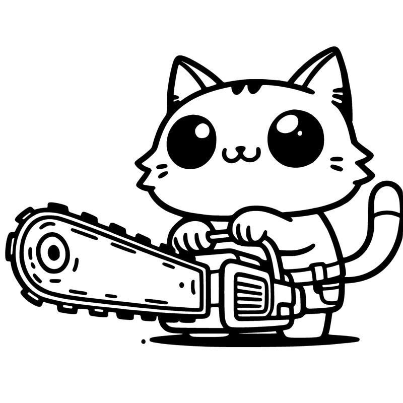 cat with chainsaw