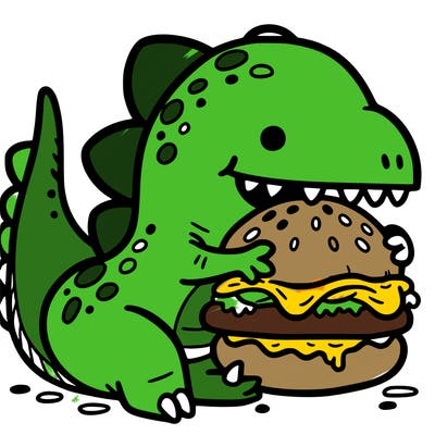 dinosaur earing a dino nuggie