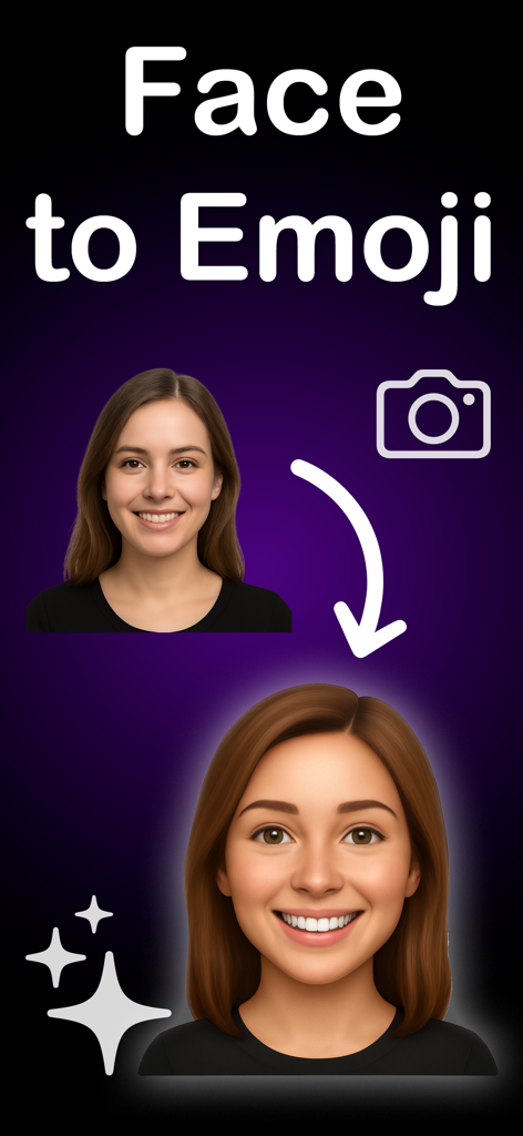 Una demostración visual que muestra la transformación de la foto de una persona real en un avatar de emoji personalizado generado por IA.