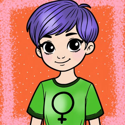 girl with pixie cut and feminist shirt