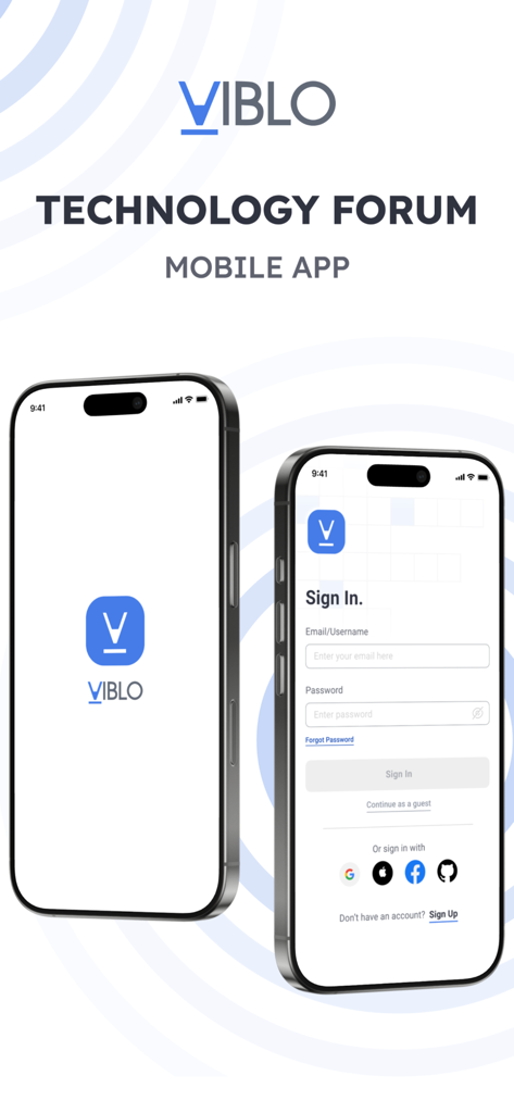 Viblo - Viblo Tech-Forum-App: Startbildschirm und Anmeldebildschirme