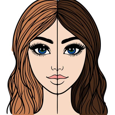 beautiful woman split face