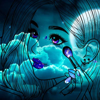 a realistic girl doing her makeup