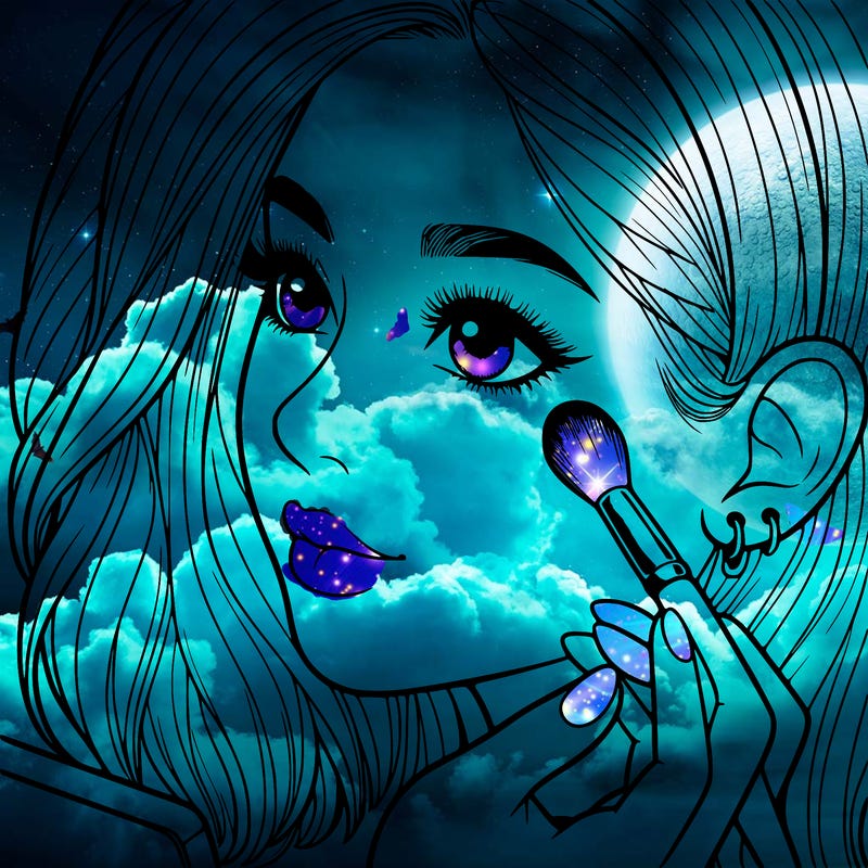 a realistic girl doing her makeup