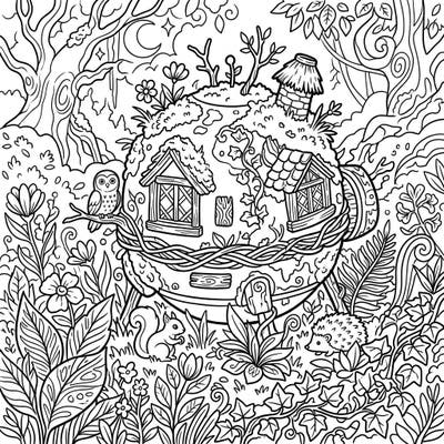 Embark on an imaginative journey with this enchanting coloring page featuring a whimsical space probe redesigned with cozy cottagecore charm. Dive into a serene garden setting filled with friendly creatures and intricate details, perfect for a relaxing creative escape.