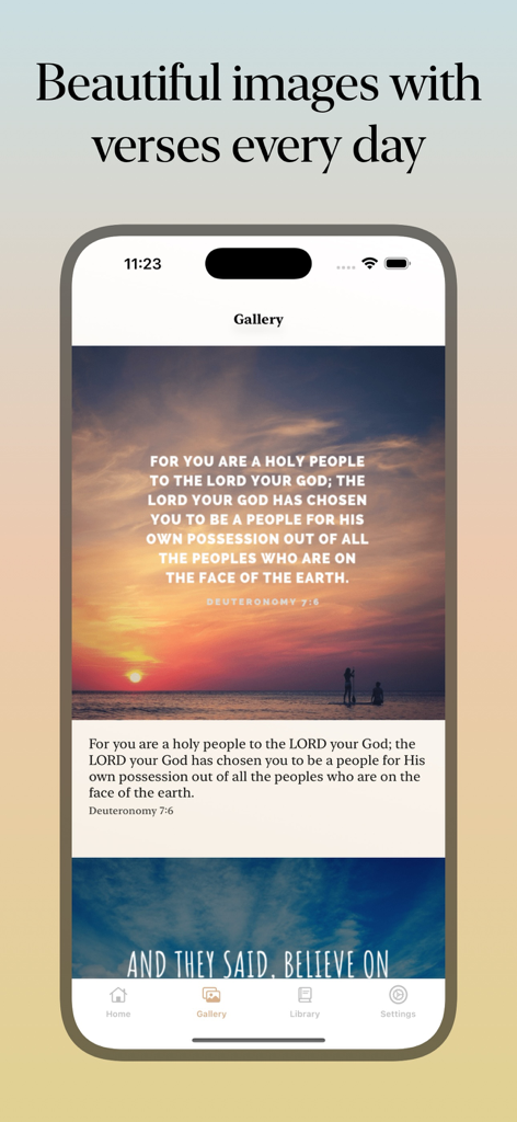 Verse of the day: Daily prayer - Galerie schöner Bilder mit täglichen Bibelversen auf einem Smartphone-Bildschirm