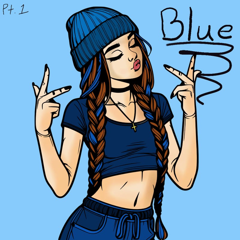 realistic teenage girl with braids and a beanie and crop top doing 🫶🏼