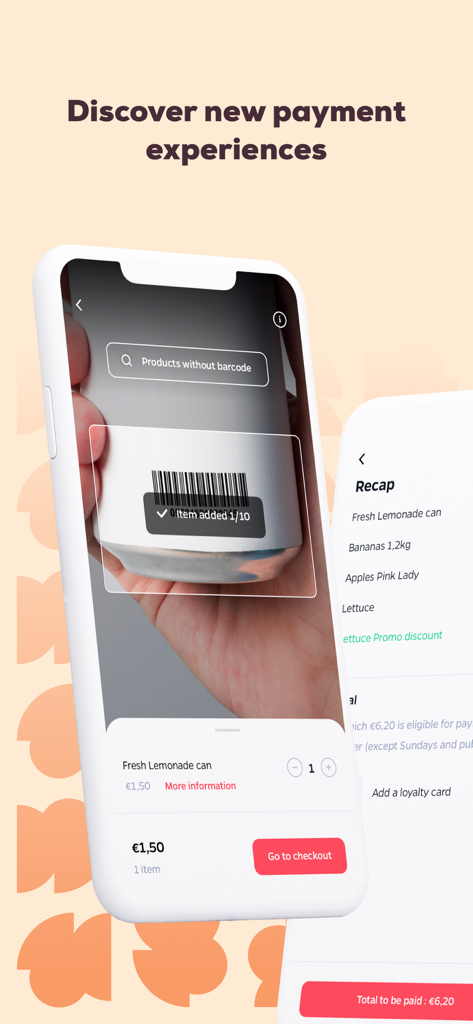 Lyf Pay - Lyf Pay mobile app interface for scanning product barcodes and instant checkout