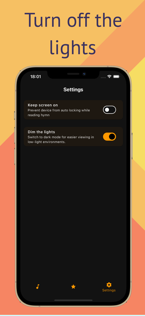 Icilongo levangeli - Icilongo Levangeli app settings screen with dark mode enabled and keep screen on option.