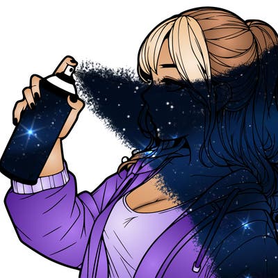 a realistic girl spray, painting