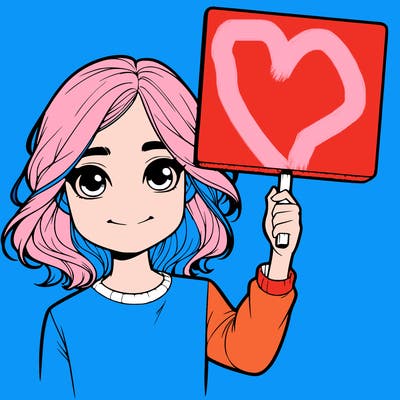 realistic girl holding up a sign