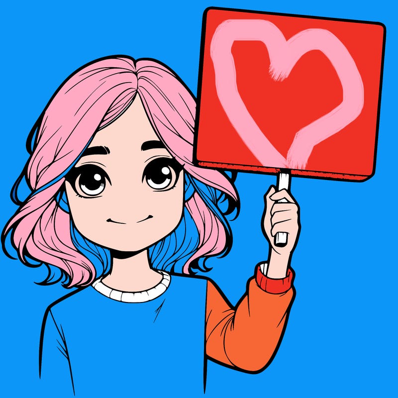 realistic girl holding up a sign