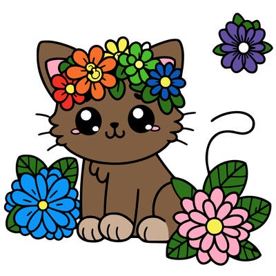 cute flowers cat