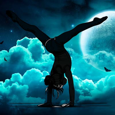 realistic gymnastic hand stand girl in four splits