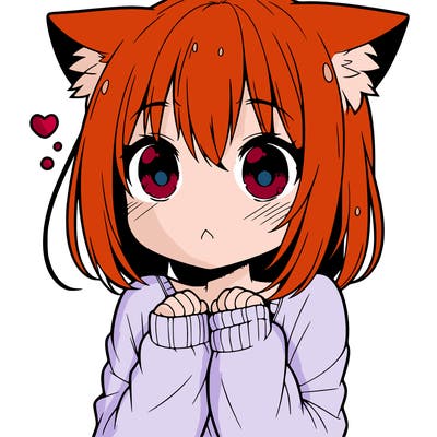 shy anime catgirl