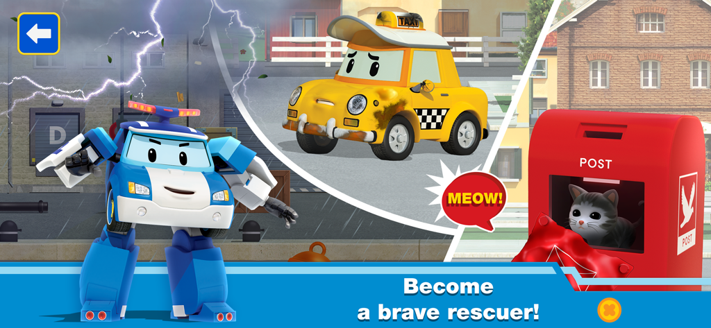 Robocar Poli Cars Super Rescue - 青いロボットカーのポリーが子猫を救出し、黄色いタクシーを助けるミッション