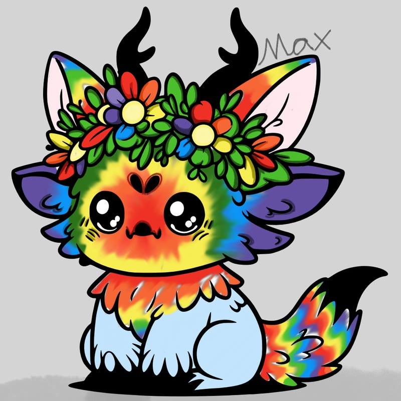 a cute wendigo with a flower crown
