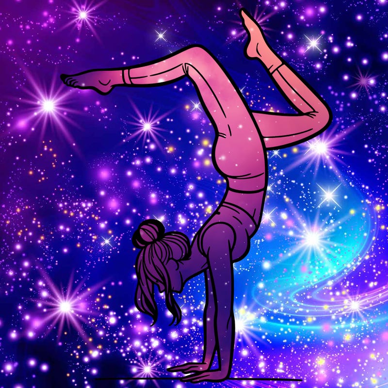 a woman doing a handstand