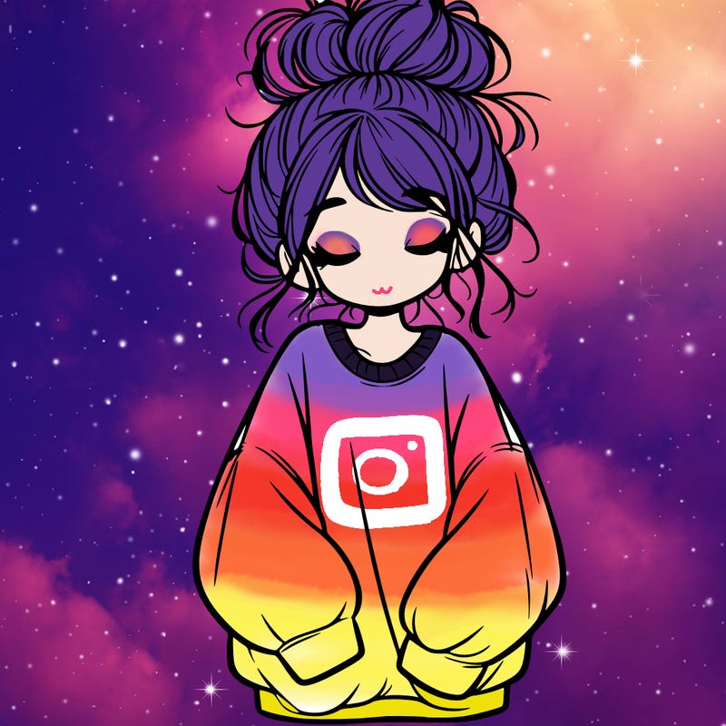 girl with baggy sweatshirt and messy bun