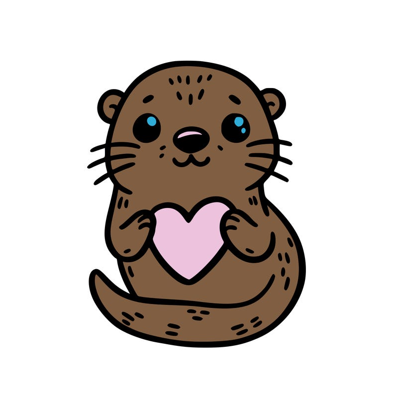 otter with a heart
