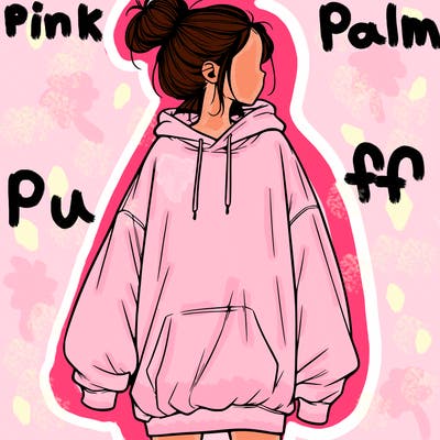 realistic girl with a oversized sweatshirt on and a bun