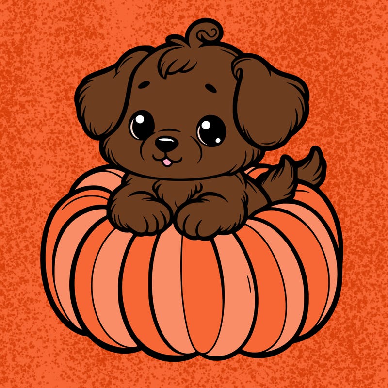 cute little puppy in a pumpkin