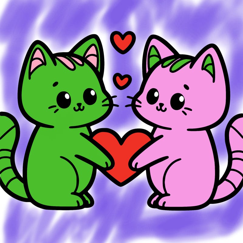 cats making a heart with  their tails