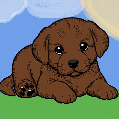 a cute realistic puppy