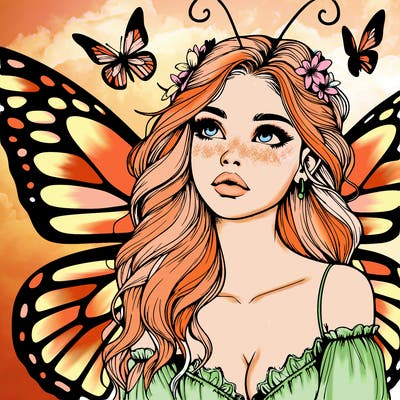 butterfly fairy realistic girl