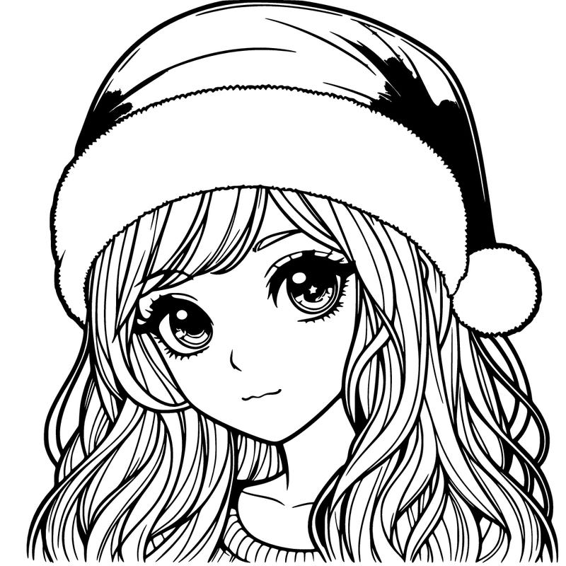 realistic girl with santa hat on