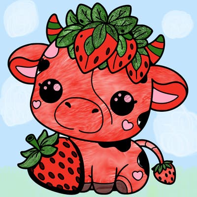 cute strawberry cow