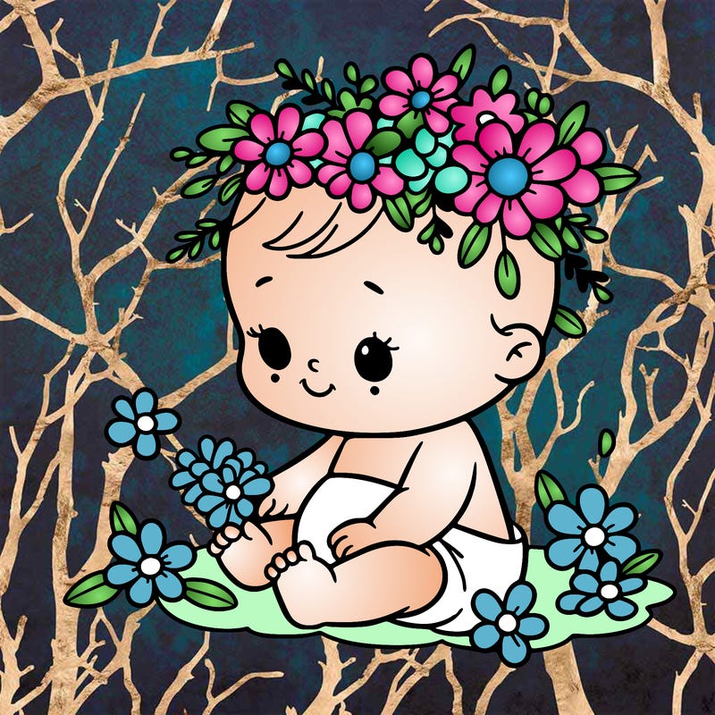 baby with flowers