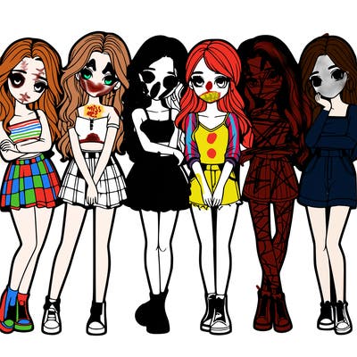 a group of girls realistic