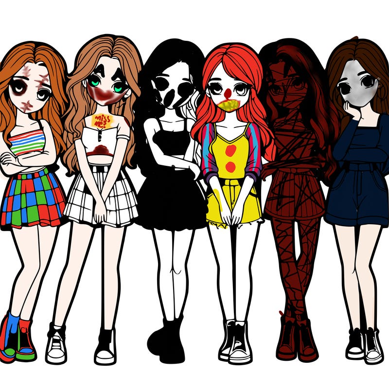 a group of girls realistic