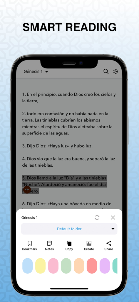Biblia Reina Valera Audio - 성경 킹 제임스 흠정역 앱의 스마트 읽기 인터페이스, 텍스트 강조 및 책갈피 도구 포함