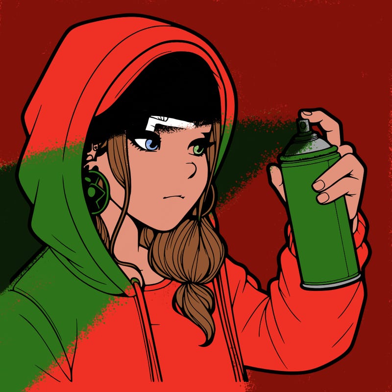 a realistic girl, spray painting