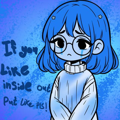 sad girl with glasses in a sweater