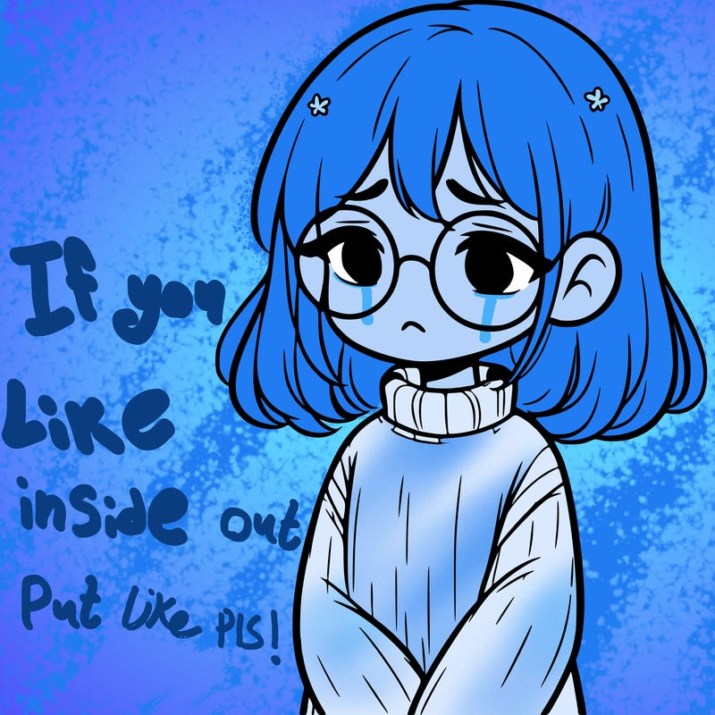 sad girl with glasses in a sweater