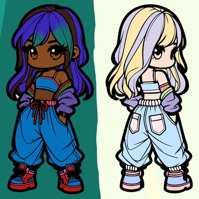 girl in crop top and baggy pants