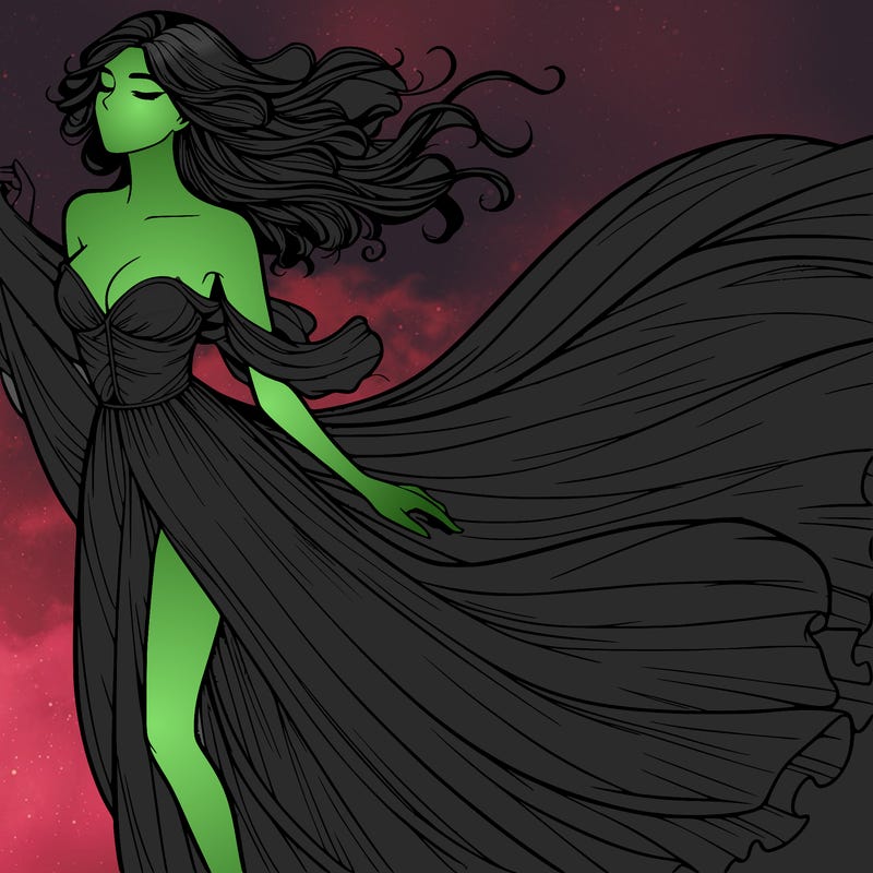 realistic woman in dress flowing the the wind