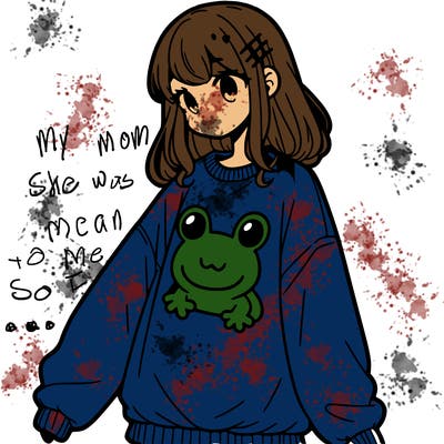 girl wearing frogging sweatshirt