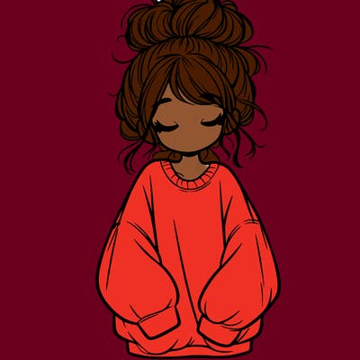 girl with baggy sweatshirt and messy bun