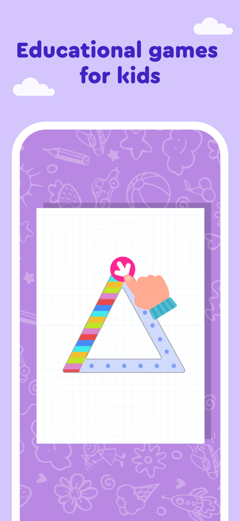Keiki Learning games for Kids - A child tracing a triangle in the Keiki educational game app